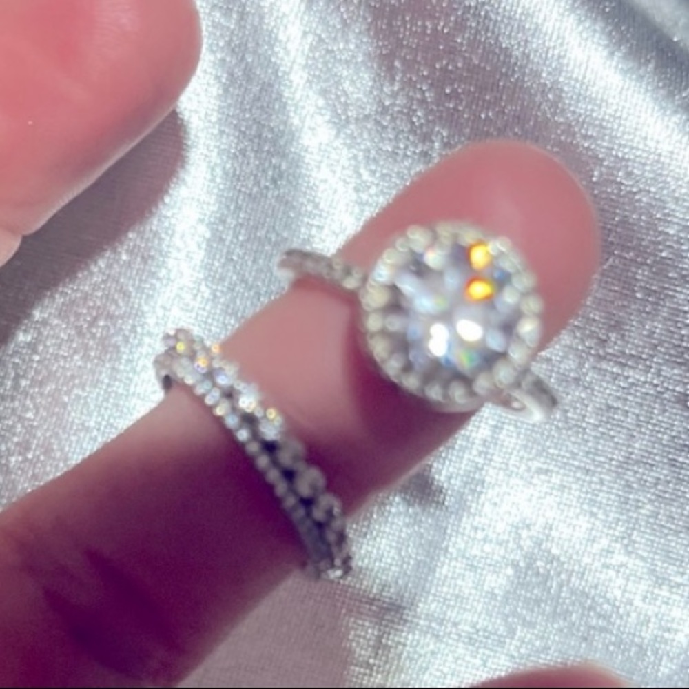 Three sterling silver moissanite rings size 5 1/2